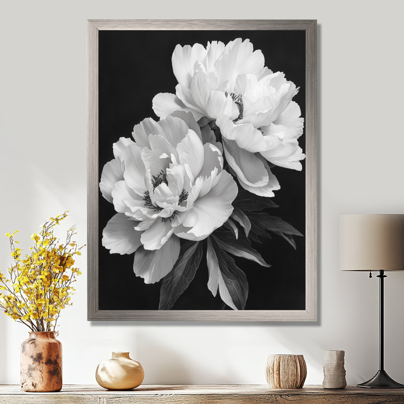 Maghull - impressions murales florales, Argent argent, H 32 po x l 24 po, Reproduction encadrée d'une seule photo