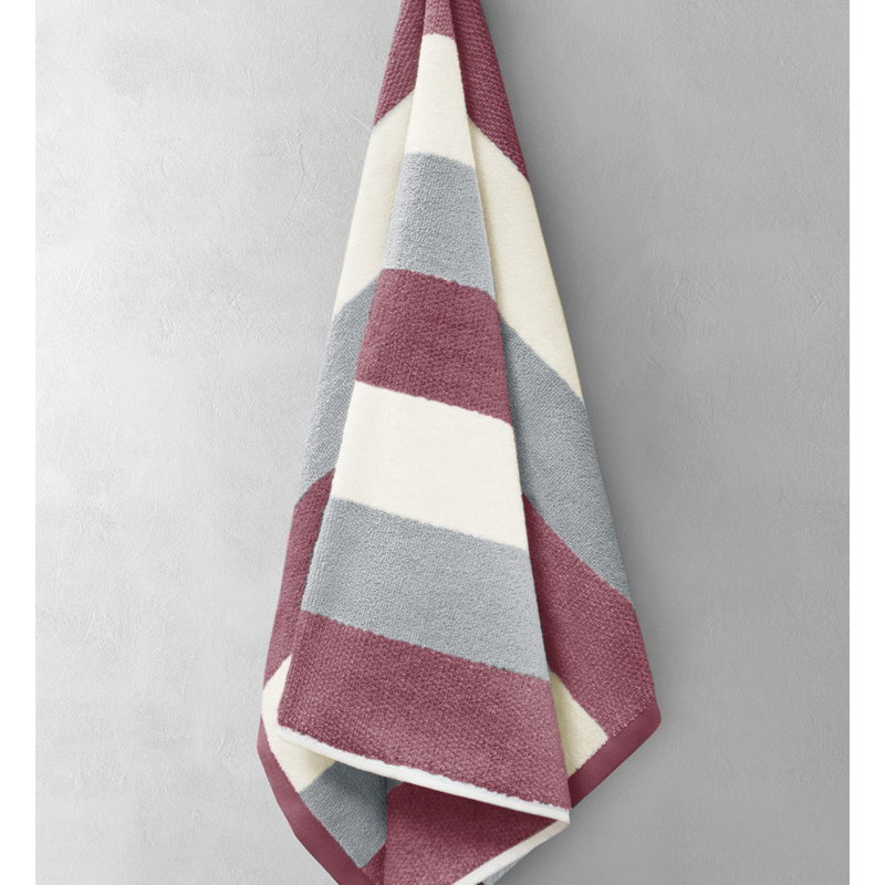 100% Cotton Stripe Towels, Raspberry, Hand Towel - Single