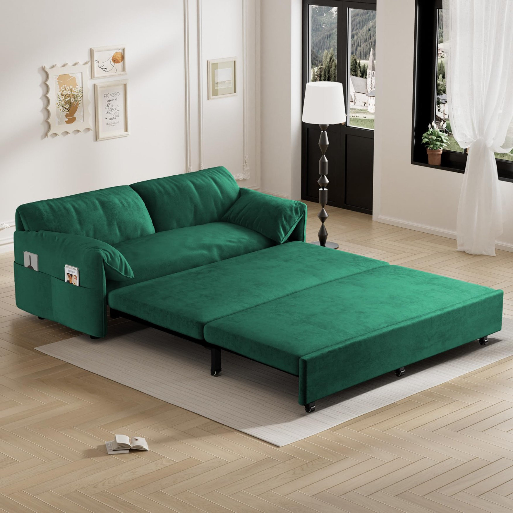 Flum 66“ Queen Size Convertible Sleeper Sofa Bed Pull-Out Futon Loveseat