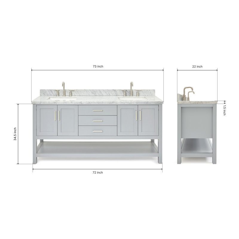 Magnolia Bath Vanity Rectangular Basin S073DCWRV, Rectangular, Gray