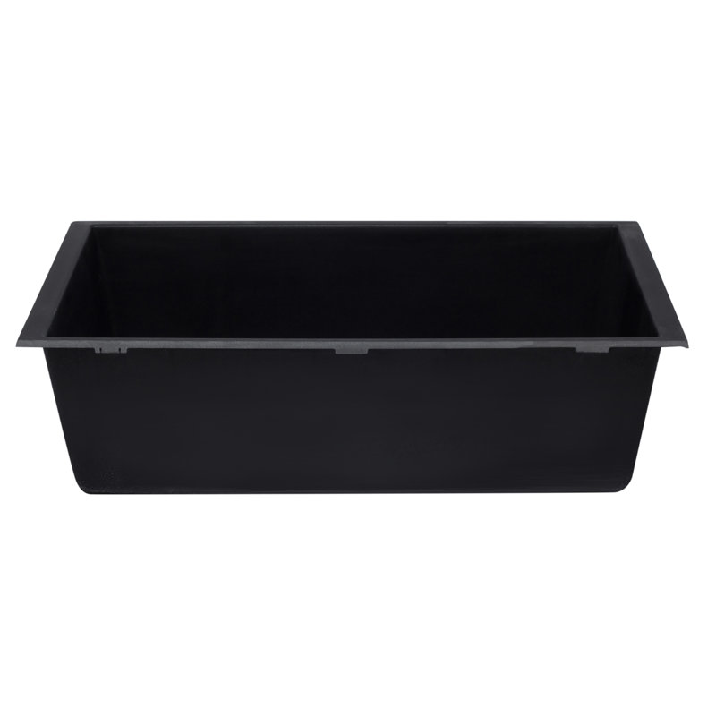 33'' L Single Bowl Granite Kitchen Sink, Black