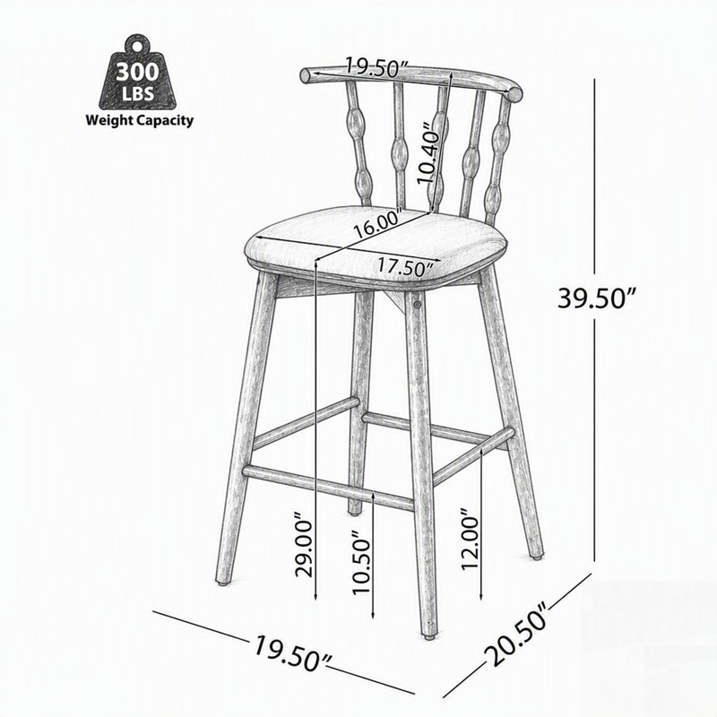 Tabourets de bar d'intérieur Doria en bois, ensemble de 4, alliant design traditionnel et contemporain, Noyer, 4