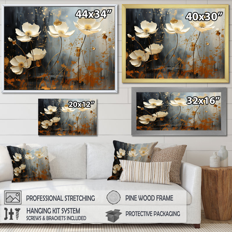 Golden Meadows of Flowers Fields II sur impression sur toile, Toile tendue, H 12 po x l 20 po x P 1 po