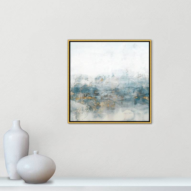 «Misty Blue - Square Version Print» par Casa Fine Arts, H 25,5 po x l 25,5 po x P 2 po, Toile avec cadre flottant or