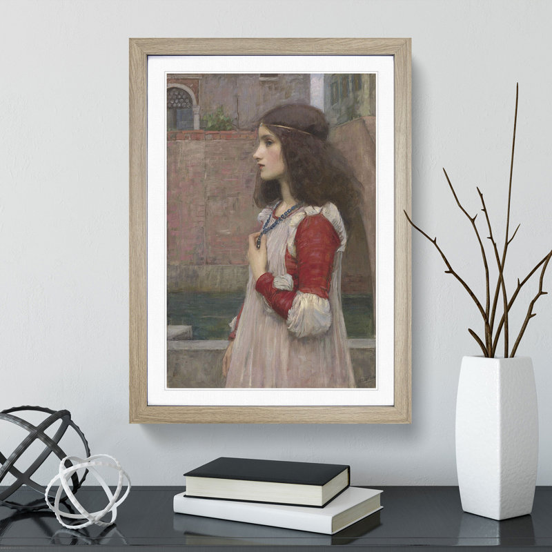 Juliet by John William Waterhouse - Picture Frame Painting, 36cm H x 27cm W x 2cm D, Oak Framed