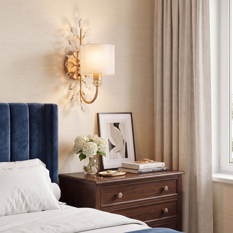 Crystal Wall Sconce with 2-Tier Shade