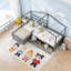 Lit plateforme simple avec trois tiroirs de rangement-1995483482