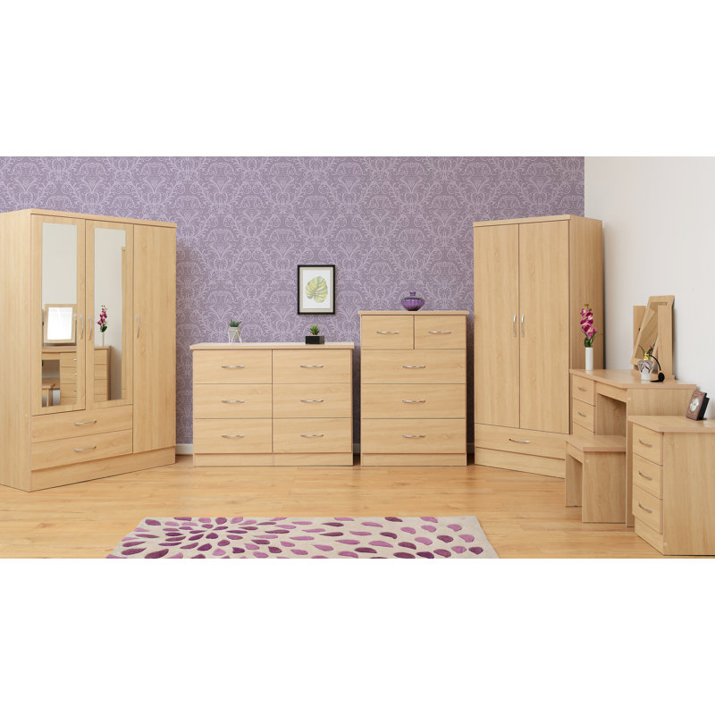 Cascio 3 Drawer Bedside Table, Sonoma Oak Effect