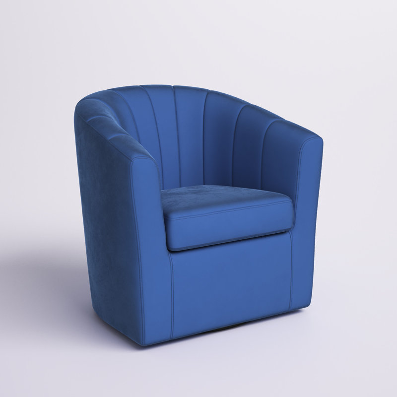 Coeur Velvet Swivel Barrel Chair, Blue Velvet