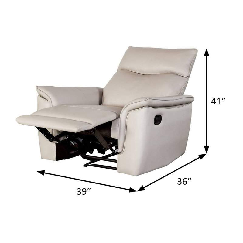 39" W Transitional Recliner Chair, Taupe, Taupe