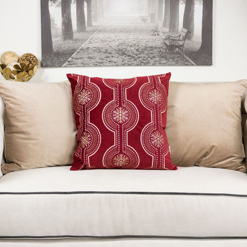 Damask Velvet Throw Pillow, Red
