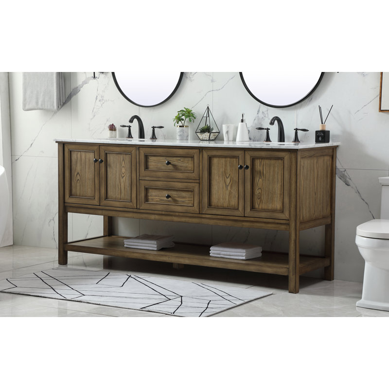Bonsai 72'' Double Bathroom Vanity with Carrara Marble Top, Dark Brown