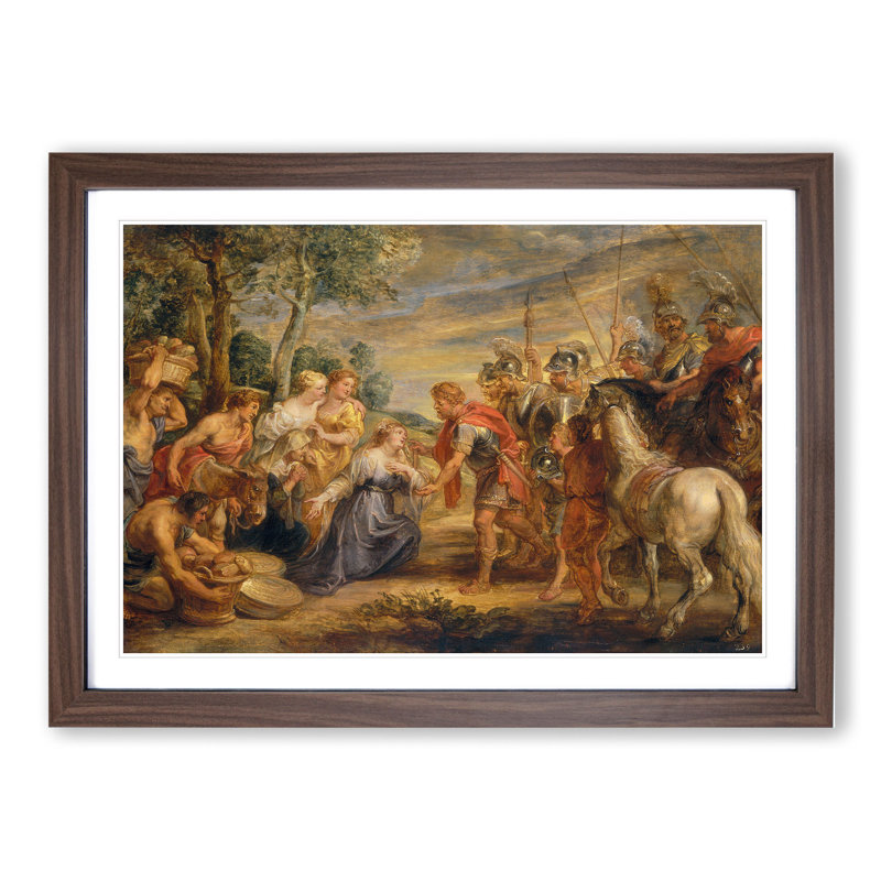 The Meeting of David and Abigail by Peter Paul Rubens - Picture Frame Painting, Walnut Framed, 48cm H x 65cm W x 2cm D