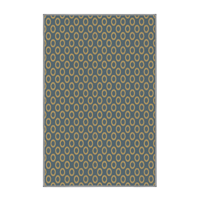 Tapis bleu marine/beige à motifs Holloman, Rectangle 5 pi x 7 pi