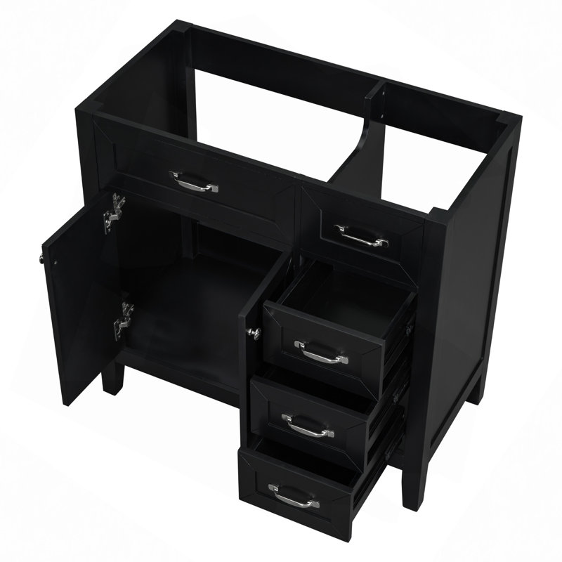 Meuble-lavabo de salle de bain sans lavabo, base d'armoire seulement, armoire de salle de bain avec tiroirs, structure solide et panneau de fibres à densité moyenne