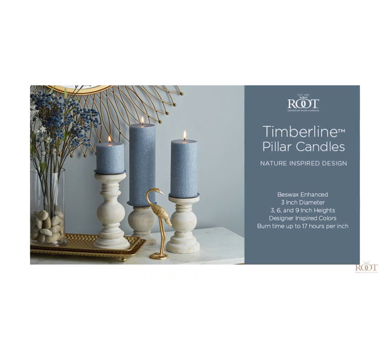 Williamsburg Blue Beeswax 3x3 Rustic Pillar Candle
