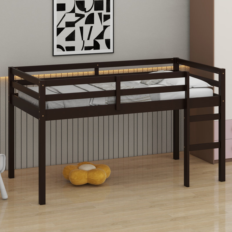 Lit mezzanine en bois avec échelle, Espresso