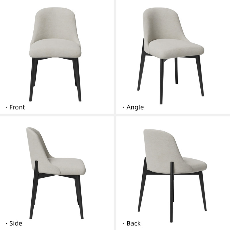 Chaises de salle à manger rembourrées Modern, Noir, 4, Gris / vert