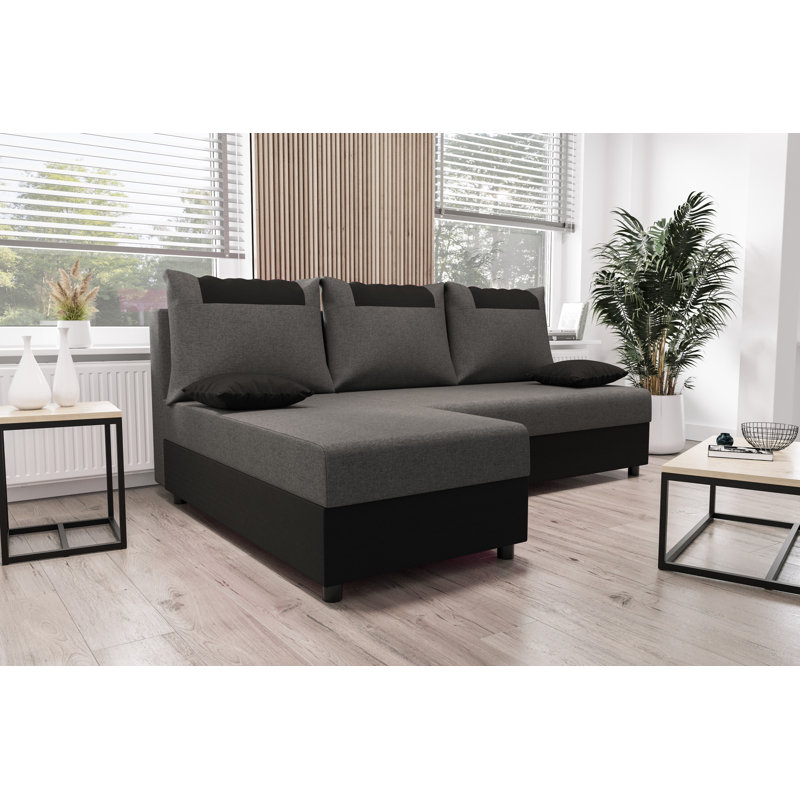 Silvy 3 Seater Corner Sofa , Left-sided, Dark Grey/Black