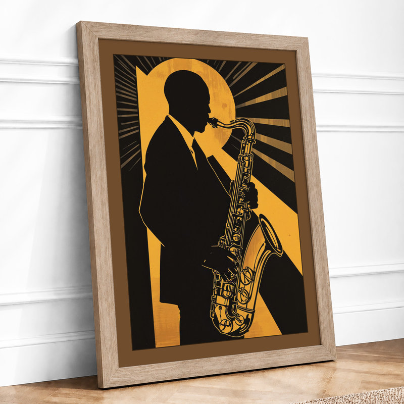 Jazz in Motion Retro - Framed Print, A2 - 59.4 x 42.0 cm, Oak