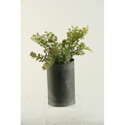 Faux Plant in Metal Decorative Vase