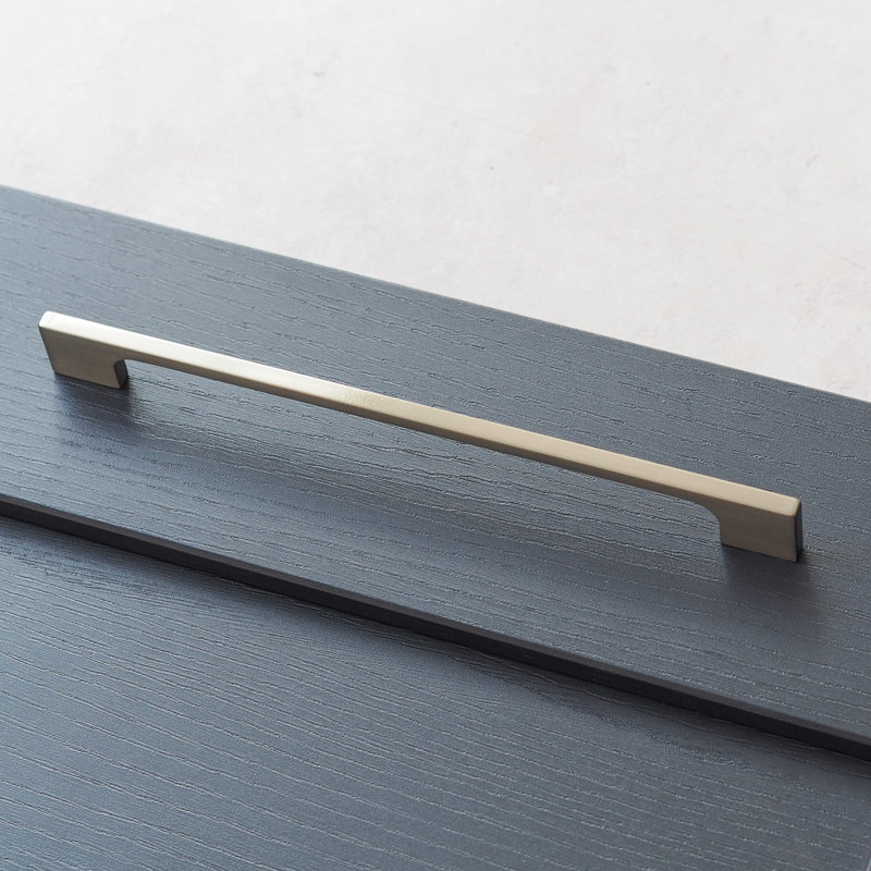 Brushed Nickel Slim Square D-Bar Handles, 224mm