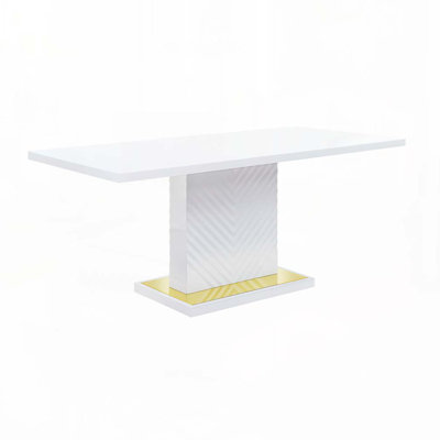 Table de salle à manger en bois ultrabrillant avec base à piédestal