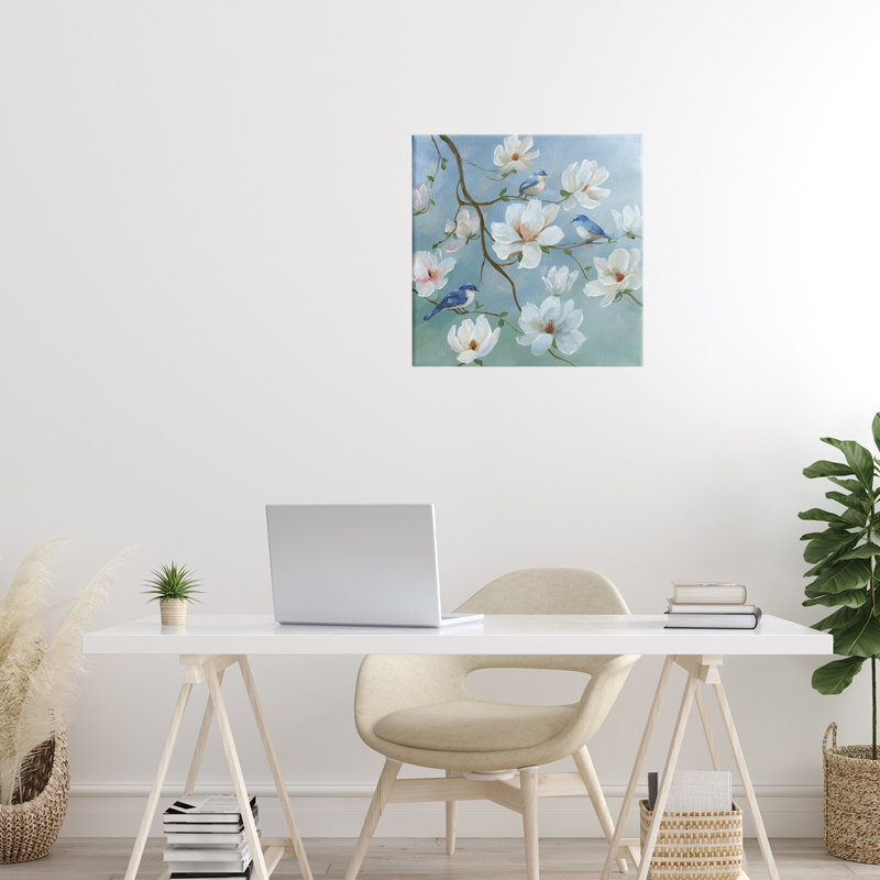 Birds Blooms And Branches Canvas, design by Nan, 17" H x 17" W