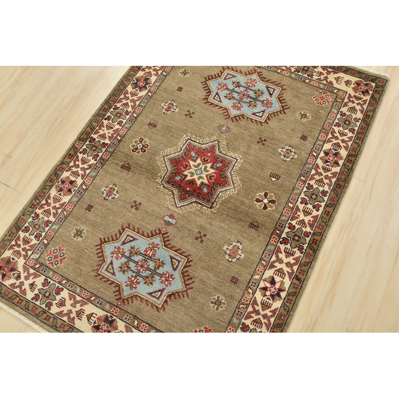 Tapis brun nouvel âge en laine 3 pi 3 po x 4 pi 9 po Montrice