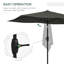 Parasol de marché d'extérieur de 6,5 pi x 10 pi avec manivelle et inclinaison à bouton-poussoir Outsunny