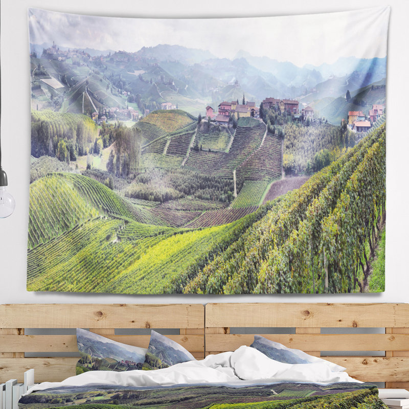 Photographie vignobles en italie tapisserie panoramique, H 32 po x l 39 po