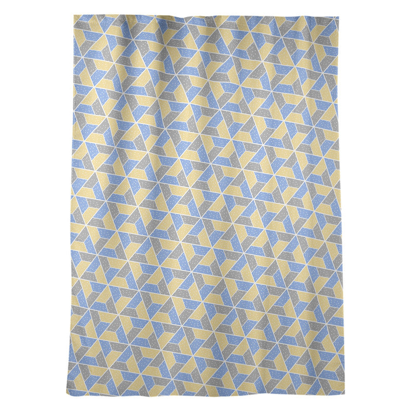 Panneau de rideau simple occultant et isolant avec passe-tringle trapézoïdals, Bleu / Gris / Jaune