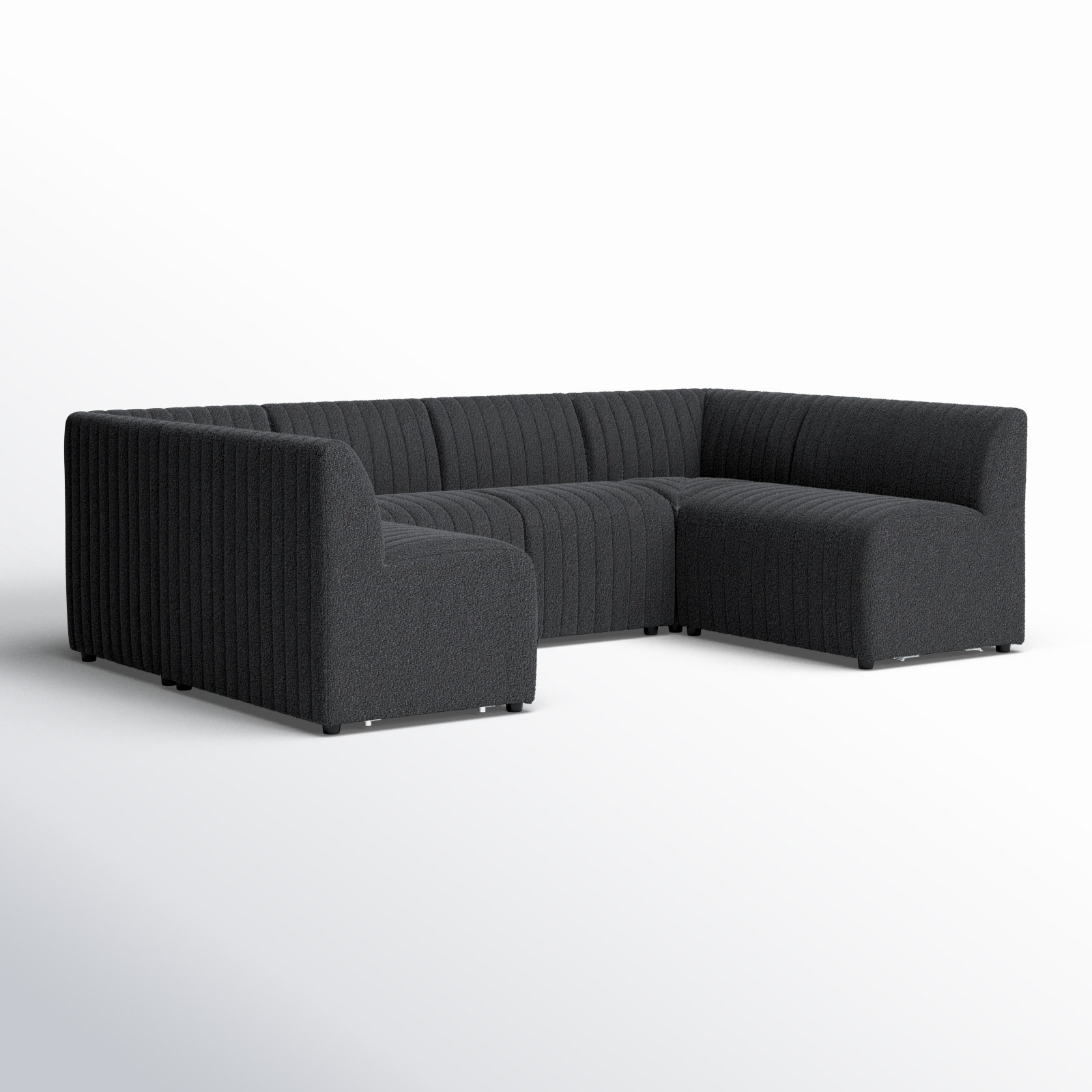 Brandt Modular Upholstered U-Sectional, 31.5" H X 106" W x 66.5" D, Fiqa Charcoal Boucle