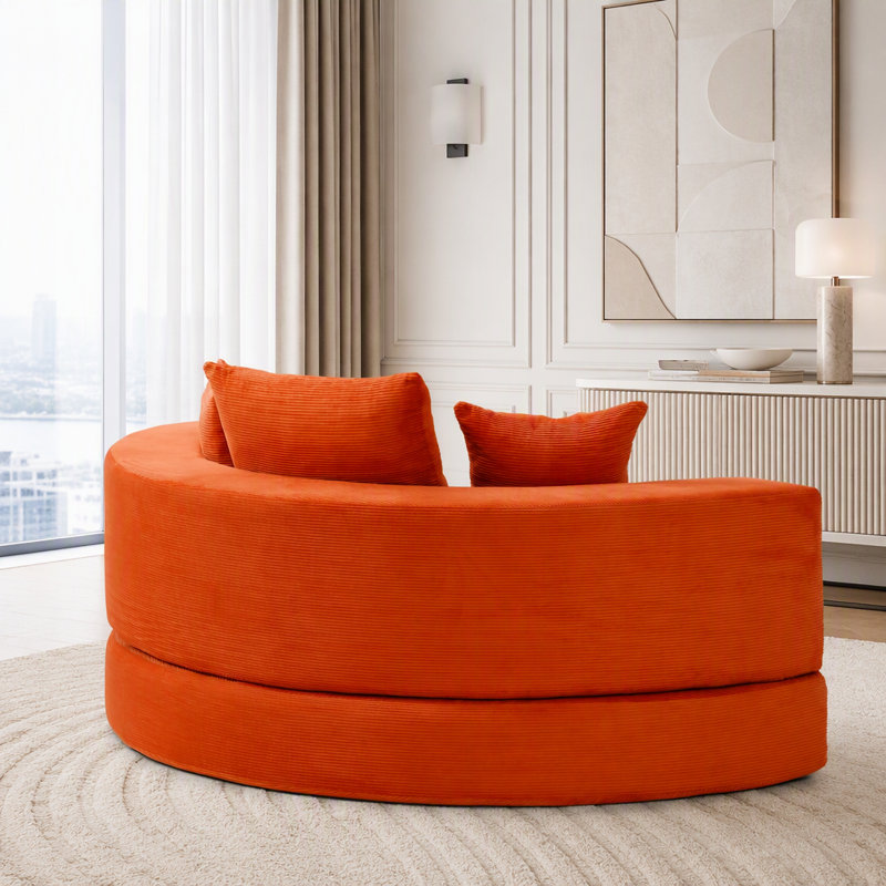 Canapé-lit convertible, multifonctionnel, lit circulaire, futon réglable, Orange