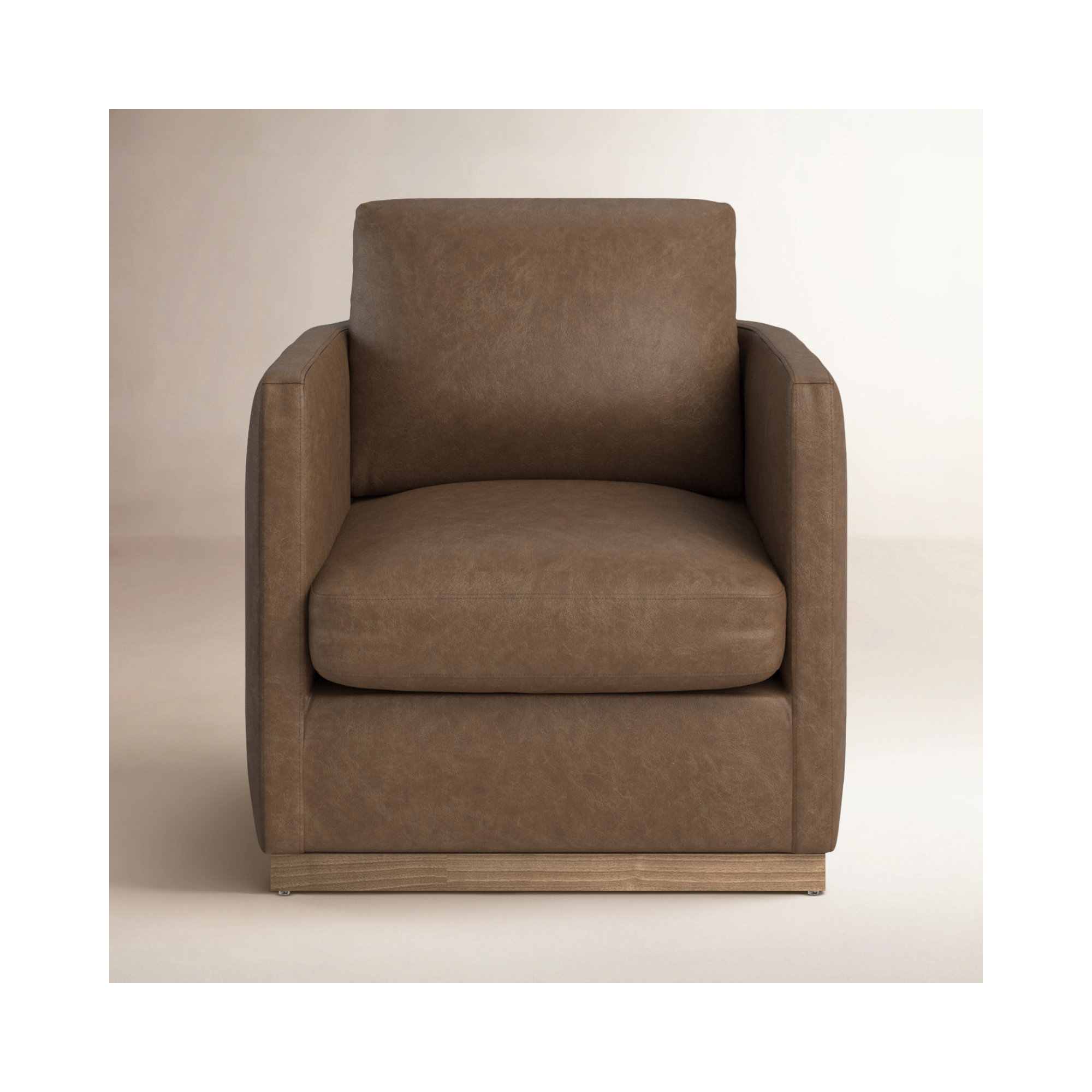 Bobbi Genuine Leather Swivel Armchair, Marseille Saddle Top Grain Leather