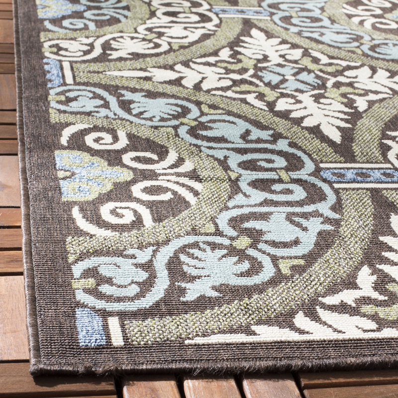 Tapis d'intérieur / extérieur à motif géométrique Coucou Performance, Carré 3 pi