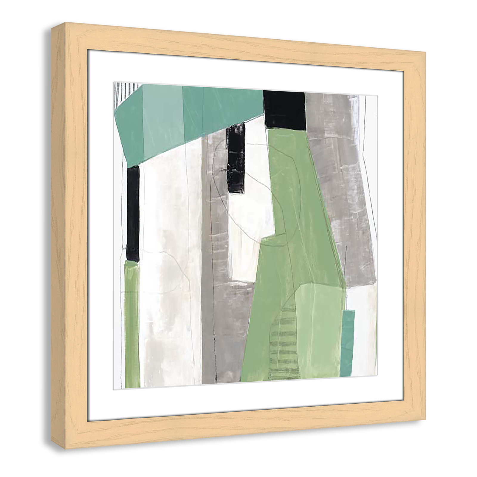 Evergreen Essence I Print, 25" H x 25" W x 1.25" D, Natural Cube Framed
