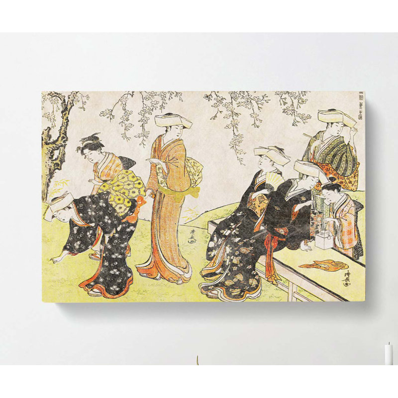 Women Gathering Flowers by Torii Kiyonaga - Wrapped Canvas, 35cm H x 50cm W x 3cm D