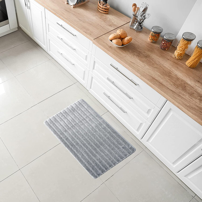 Tapis de cuisine, Rectangle 1 pi 5 po x 2 pi 8 po, Gris clair