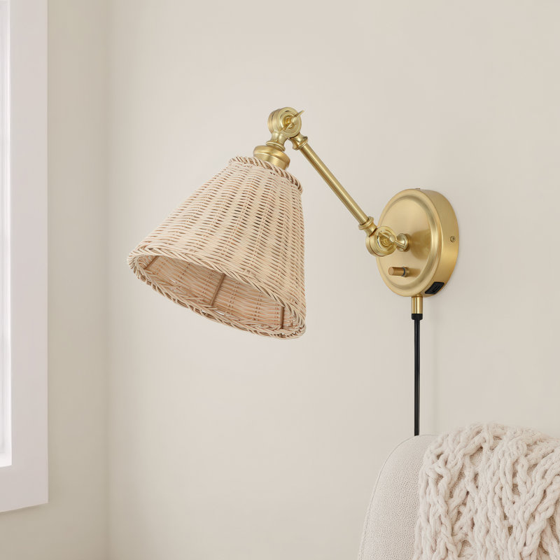 Barrows Plug-in Armed Sconce, Brown