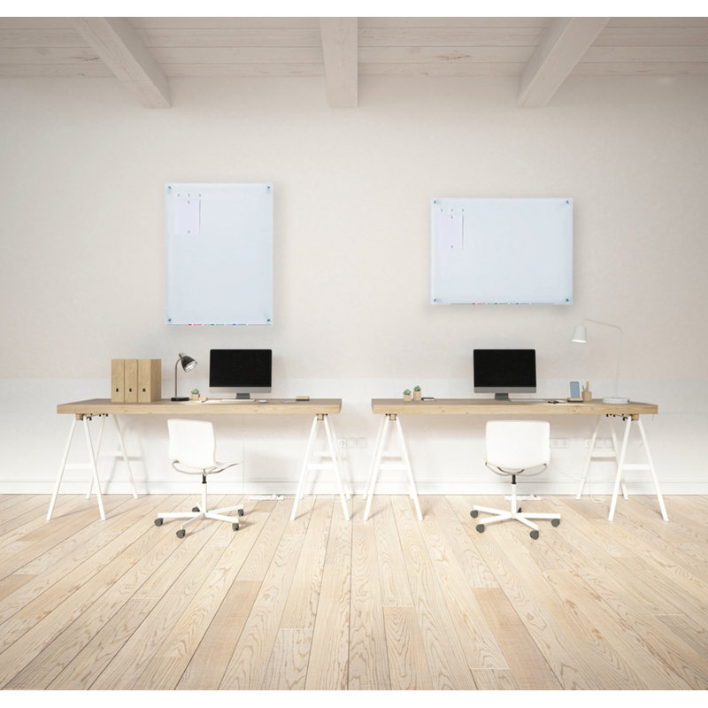 White Magnetic Tempered Glass Dry-Erase Board 48" x 36"