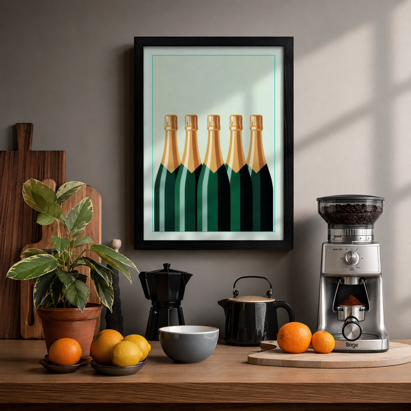 Champagne Symmetry Minimalist - Print, A2 - 59.4 x 42.0 cm, Black