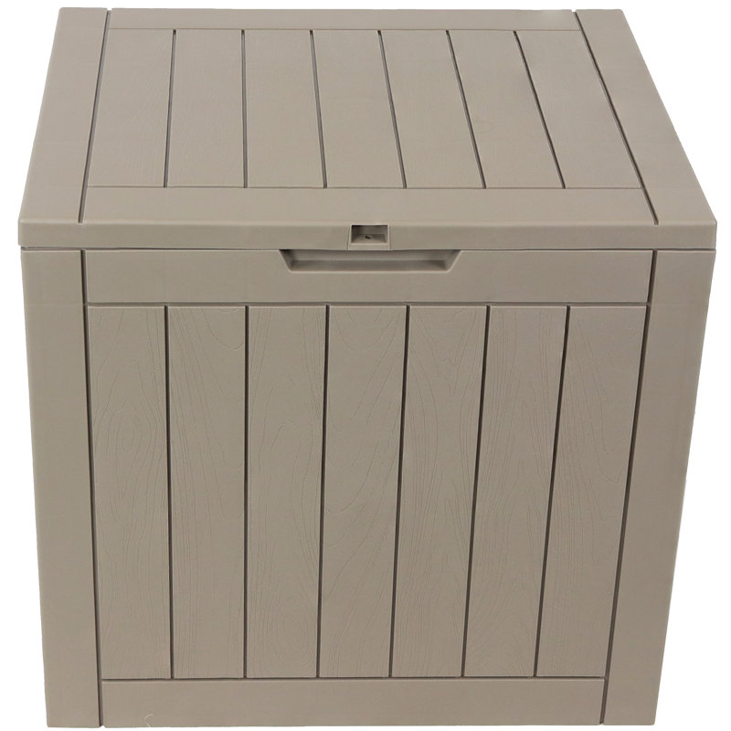 Petite boîte de terrasse extérieure verrouillable avec rangement et poignées latérales SunnyDaze Decor - 32 gallons - Bois flottant