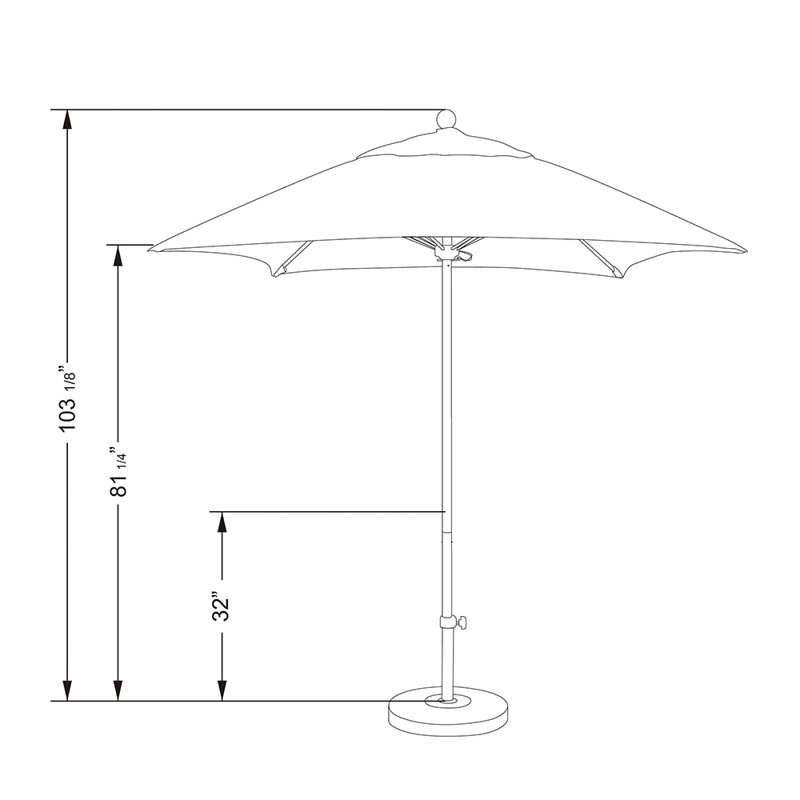 Parasol de marché carré 6 pi Hibo, Toile Sunbrella® beige antique, Blanc mat
