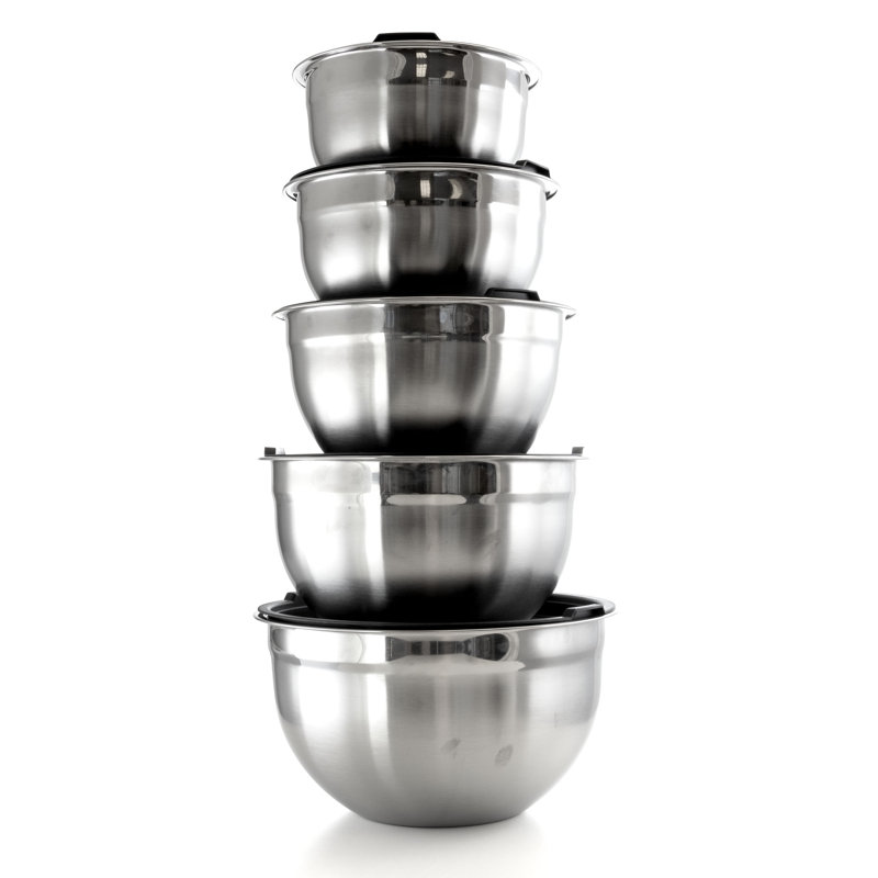 MegaChef 5 Piece Stainless Steel Mixing Bowl Set with Lids