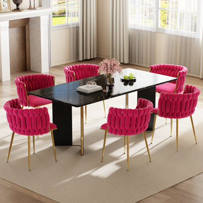 Ensemble de table de salle à manger rectangulaire avec chaises rembourrées Weavon, ensemble de table de salle à manger de style Mid-Century pour coin-repas de cuisine