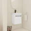 Meuble-lavabo flottant mural 18 po avec lavabo en céramique et porte d'armoire à fermeture en douceur, pour petite salle de bain