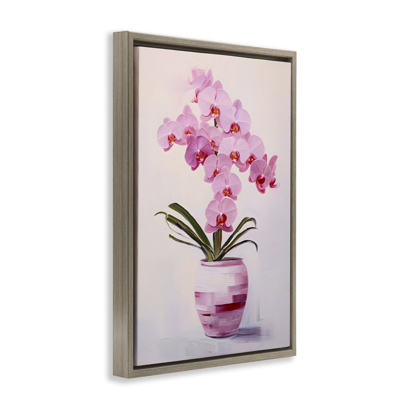 Toile flottante encadrée Rosy Pink Orchid par Petals Prints Design, Cadre flottant orme Montalcino, H 25 po x l 17 po