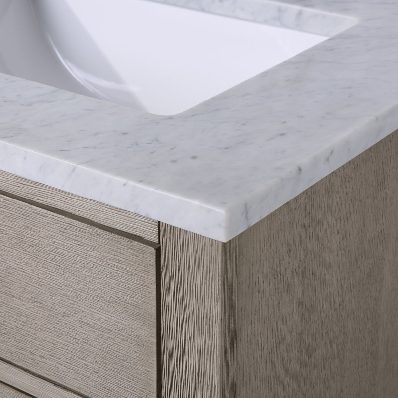 Ashanda Single Vanity with Mirror, Gray Oak, 60"