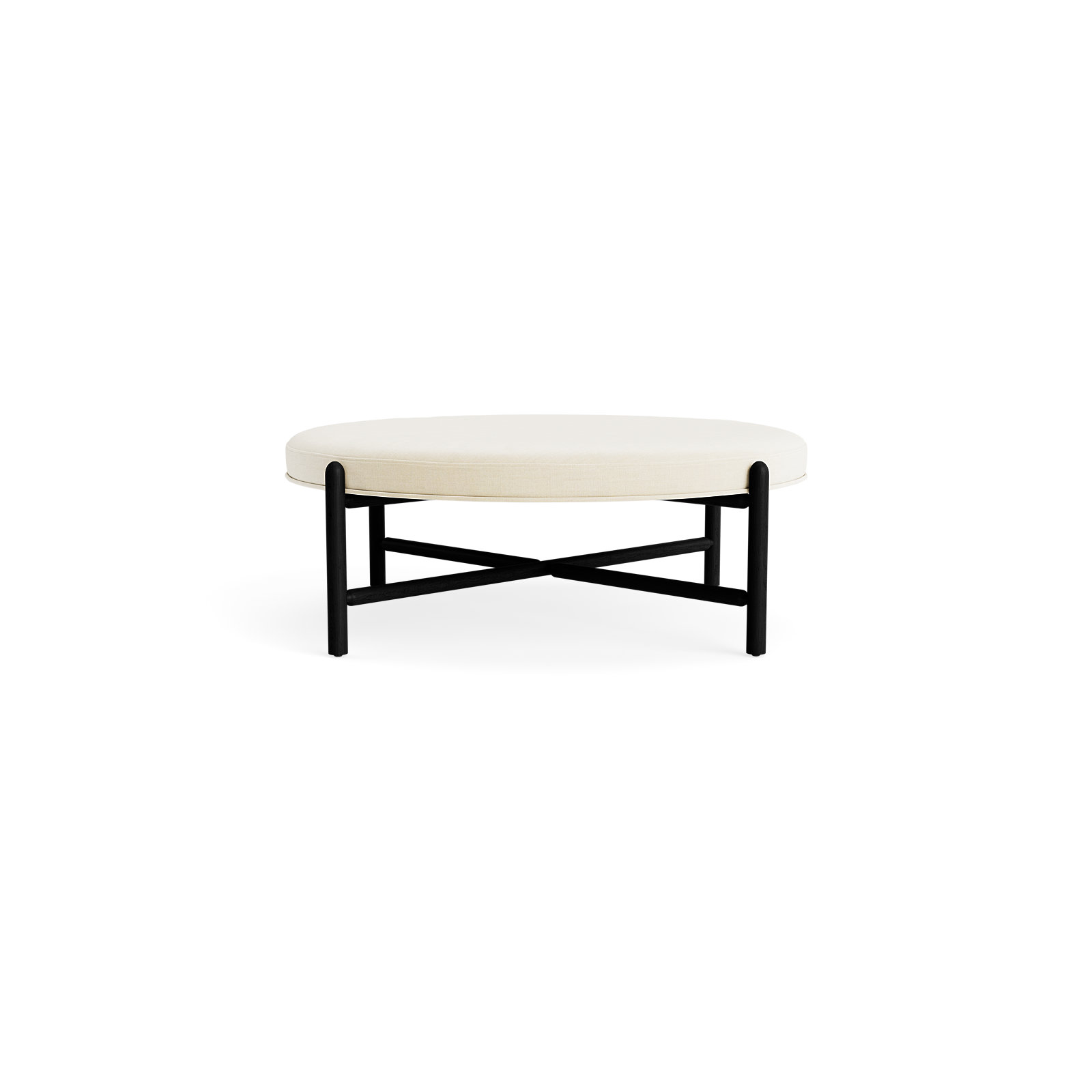 Vane 48" Round Ottoman, Cream, Black
